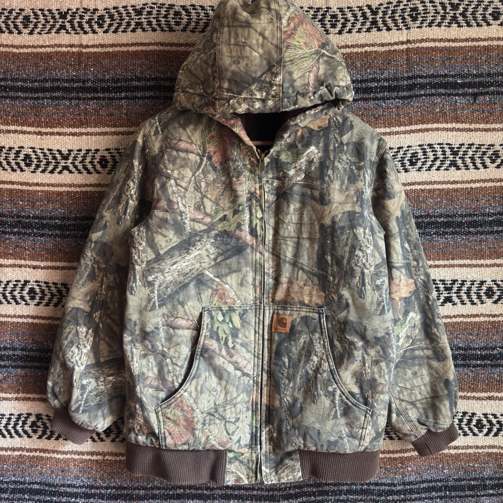 Carhartt Jacket Mossy Oak Boys XL Camo Quilted Flannel Lined Duck Canvas